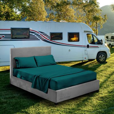 RV Short Queen Set 60 x 75,Camper Sheets-RV Bed Sheets- 100% Cotton Bed Sheet Set-Long Staple Egyptian Cotton fit Upto 12" Deep Mattress (Teal)