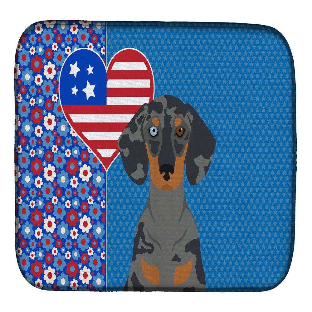 Caroline's Treasures WDK5200DDM Black Dapple Dachshund USA American Dish Drying Mat Absorbent Dish Drying Mat Pad for Kitchen Counter Dish Drainer Mat for Countertop, 14 x 21", Multicolor