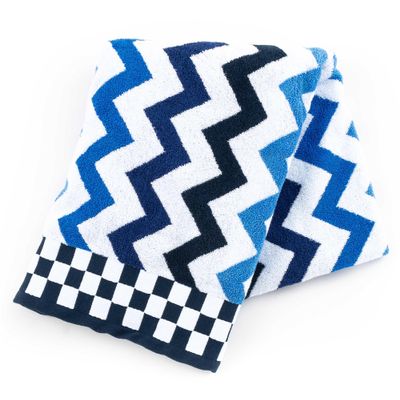 MACKENZIE-CHILDS Royal Zigzag Bath Towel, Cute Decorative Bath Towel for Bathroom Decor