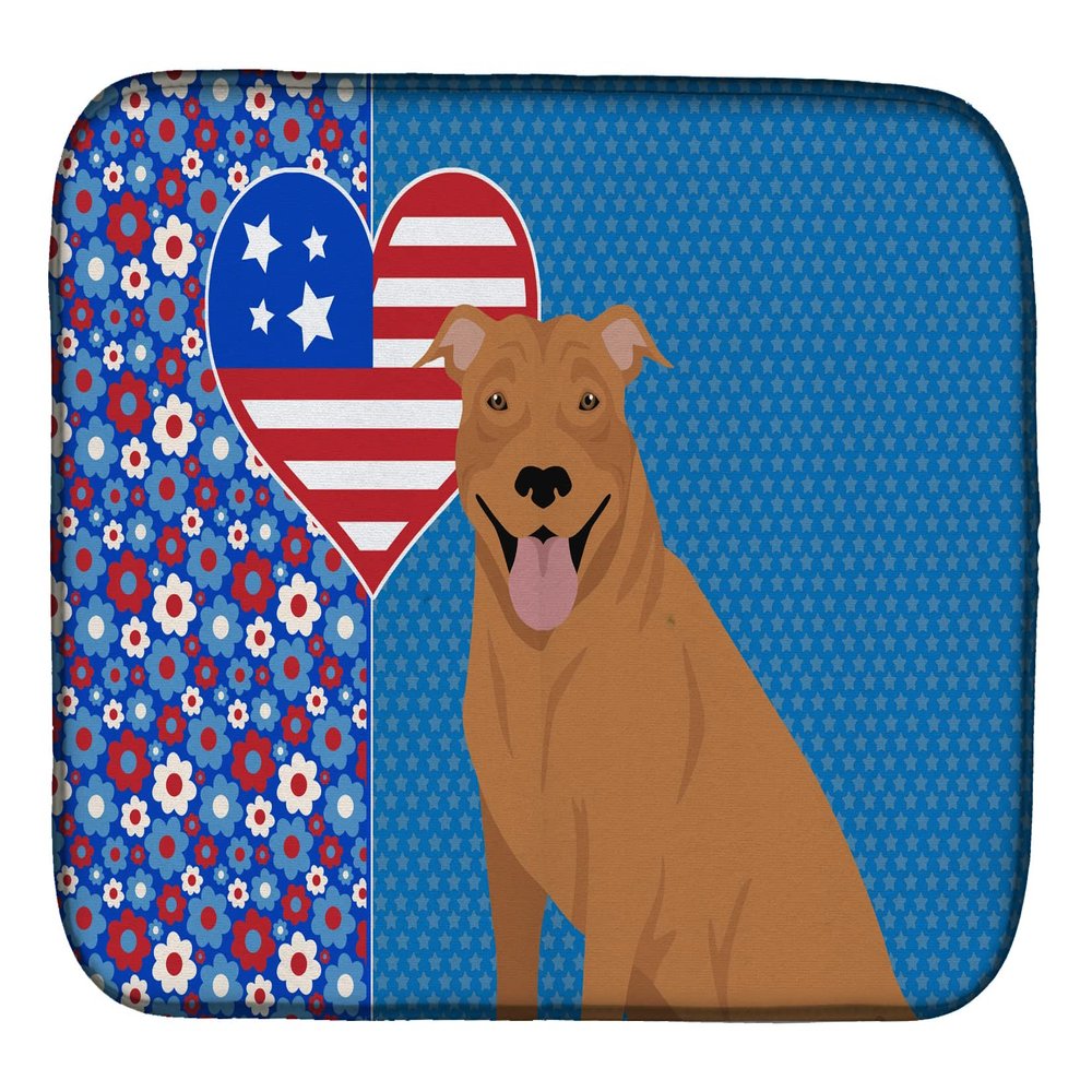 Caroline's Treasures WDK5127DDM Red Pit Bull Terrier USA American Dish Drying Mat Absorbent Dish Drying Mat Pad for Kitchen Counter Dish Drainer Mat for Countertop, 14 x 21", Multicolor