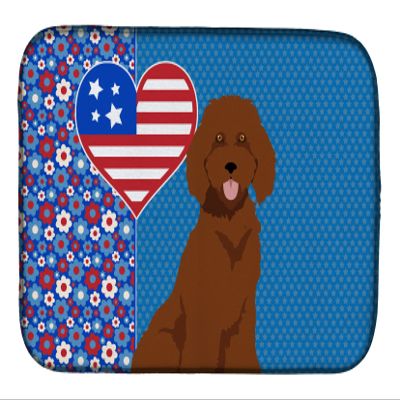 Caroline's Treasures WDK5267DDM Standard Red Poodle USA American Dish Drying Mat Absorbent Dish Drying Mat Pad for Kitchen Counter Dish Drainer Mat for Countertop, 14 x 21", Multicolor
