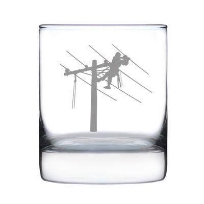 Bevvee Lineman Electrician Whiskey Rocks Glass - Electrician Gifts for Electricians - 10.25 Oz Rocks Glasses