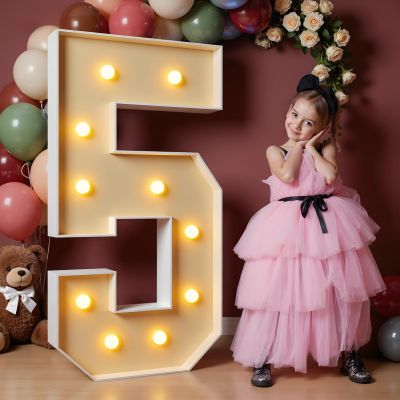 imprsv 4FT Marquee Numbers, Light Up Numbers 5 for 15th 50th Birthday Decorations, Large Light Up 5 Anniversary Party Deco, Pre-Cut Foam Board Kit