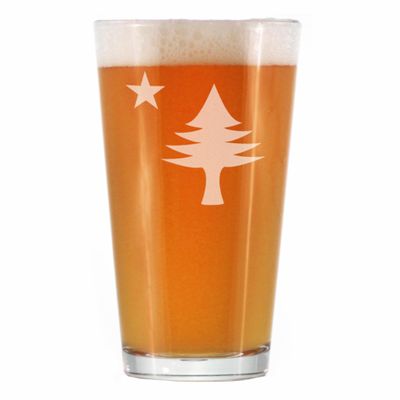 Bevvee Old Maine Flag Pint Glass for Beer - Original 1901 State of Maine Flag Gifts for Women & Men Mainers - 16 Oz Pint Glasses