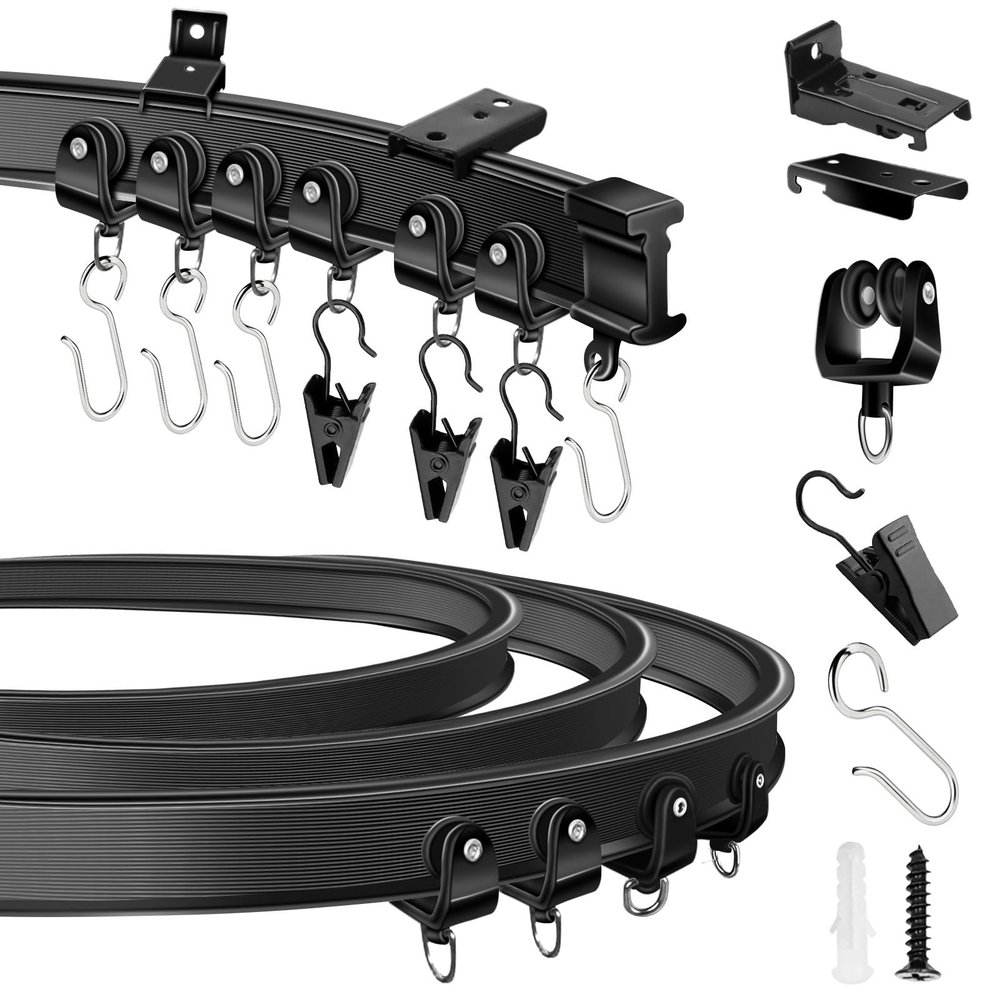 Flexible Curtain Track, 20Ft Ceiling Track for Curtains, Bendable Wall Mount Heavy Duty Sliding Track System, Room Divider, Curved Curtain Rails for RV Shower