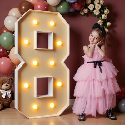 imprsv 4FT Marquee Numbers, Light Up Numbers 8 for 18th 80th Birthday Decorations, Large Light Up 8 Anniversary Party Deco, Pre-Cut Foam Board Kit