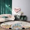 Hello Spring Round Area Rugs for Living Room/Bedroom/Entryway, Blue Plaid Gnomes with Lush Flowers Filling Round Rugs 5Ft - Non Skid Rug Soft Circle Rug Runner Kids Room Floor Mats Throw Carpet view 2