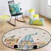 Hello Spring Round Area Rugs for Living Room/Bedroom/Entryway, Blue Plaid Gnomes with Lush Flowers Filling Round Rugs 5Ft - Non Skid Rug Soft Circle Rug Runner Kids Room Floor Mats Throw Carpet view 3