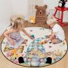 Hello Spring Round Area Rugs for Living Room/Bedroom/Entryway, Blue Plaid Gnomes with Lush Flowers Filling Round Rugs 5Ft - Non Skid Rug Soft Circle Rug Runner Kids Room Floor Mats Throw Carpet view 4