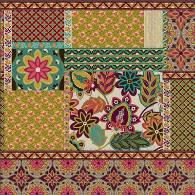 IHR Ideal Home Range Cocktail Napkins Disposable 3-Ply Paper Beverage Napkins, 5" x 5", Patchwork Pattern, 20 Count