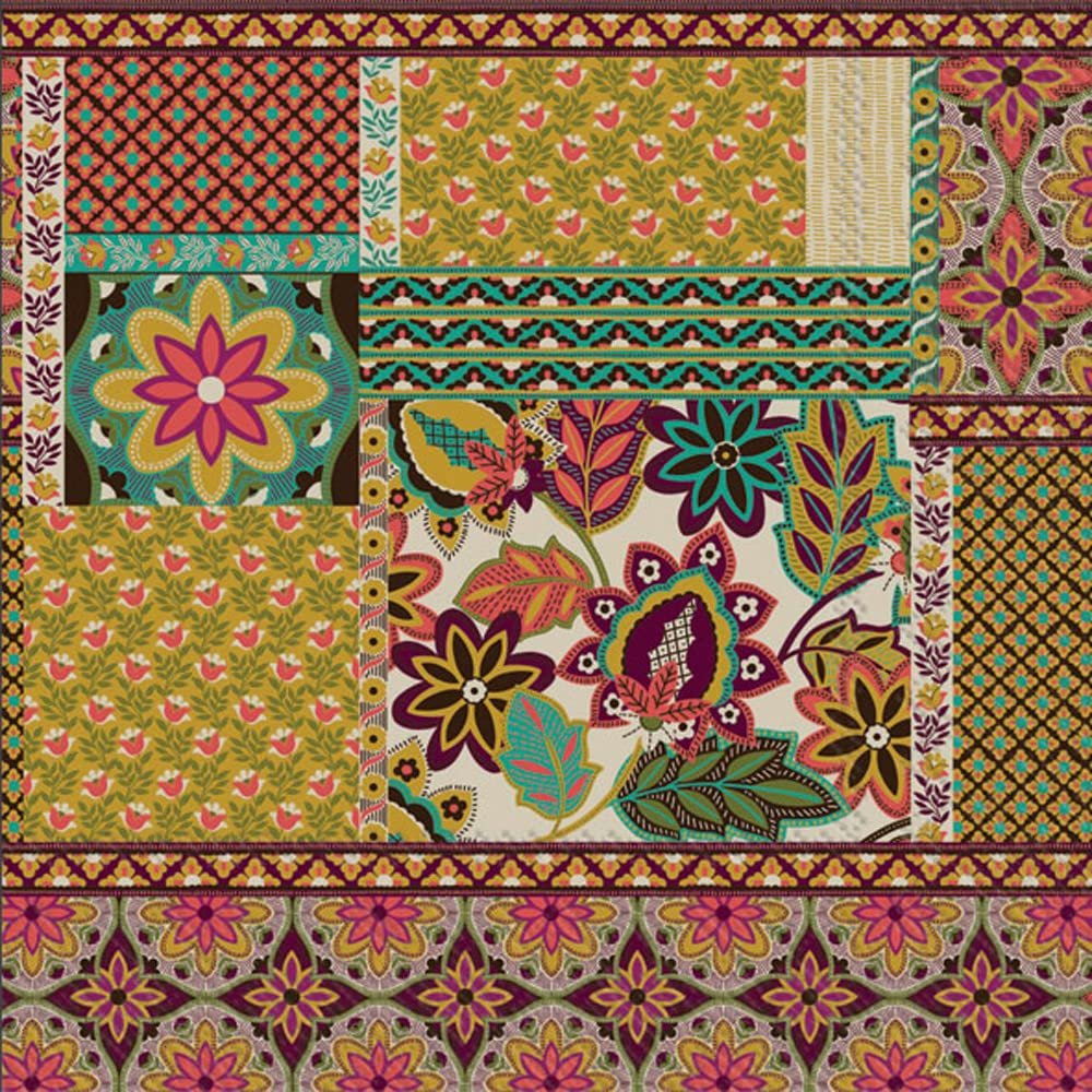 IHR Ideal Home Range Cocktail Napkins Disposable 3-Ply Paper Beverage Napkins, 5" x 5", Patchwork Pattern, 20 Count