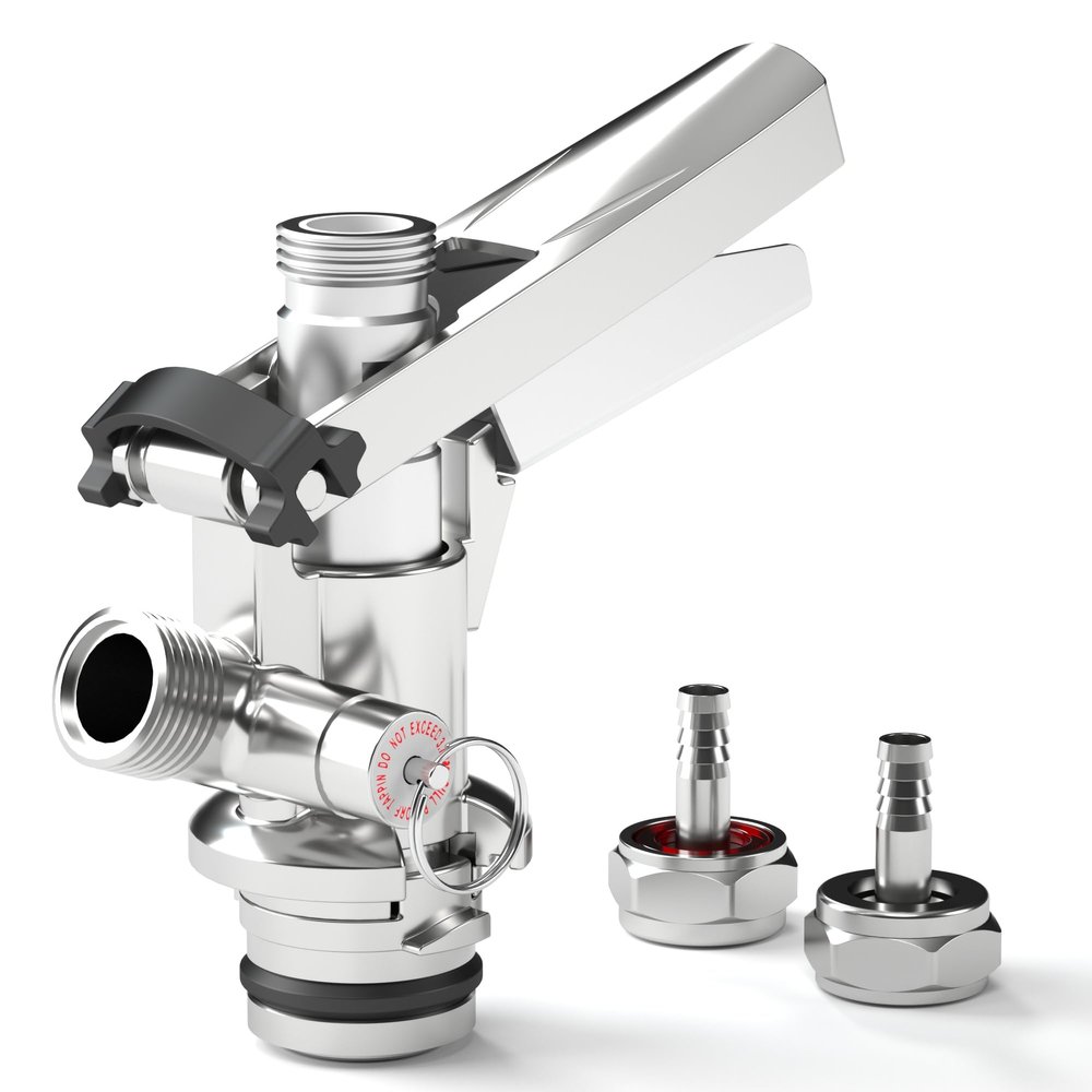 Mefape Keg Coupler, G5/8 U Type Stainless Steel Keg Coupler, Beverage Beer Dispenser for Home Bar Restaurant, with Pressure Relief Valve