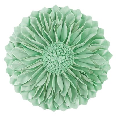 JWH 3D Flower Throw Pillow Cover Decorative Round Floral Cushion Sunflower Pattern for Sofa Couch Bed Bedroom 12 Inch Mint Green Velvet