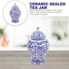 GImLY Blue White Porcelain Vase with Lid Chinese Style Vintage Tea Canister Ceramic Temple Jar Vase Kitchen Tea Canister view 2