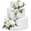 Rinlong 3Pcs Pre-made Cake Flowers Toppers White Green Cake Decorations Wedding Cake Decorating Flowers Decor Birthday Baptism Party Cake Topper view 1