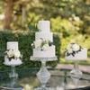 Rinlong 3Pcs Pre-made Cake Flowers Toppers White Green Cake Decorations Wedding Cake Decorating Flowers Decor Birthday Baptism Party Cake Topper view 4