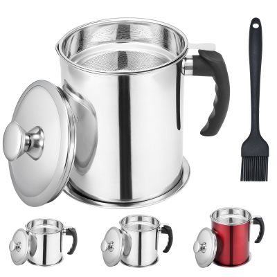Kaemi 2.2L / 74OZ Bacon Grease Container With Strainer, Bacon Grease Keeper,Oil Storage Container for Kitchen,Filtered Oil Jug With Lid and Easy Grip Handle for Storing Meat Frying and Cooking Oil