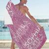Artsadd Custom Beach Towel with Names, Customized Name Pink Shower Towel Personalized Bath Towel for Kids Girls Boys Bathroom Swimming Pool Accessories 30"X60" Small Towel view 1