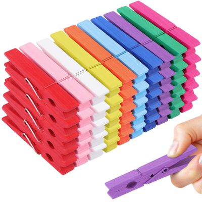 Cptoion 100PCS Clothes Pins Wooden,2.8" Colored Clothespins,Colorful Clothes Pins,Colorful Clothespins,Wooden Clips for Crafts Hanging Clothes Pictures (10 Colors)