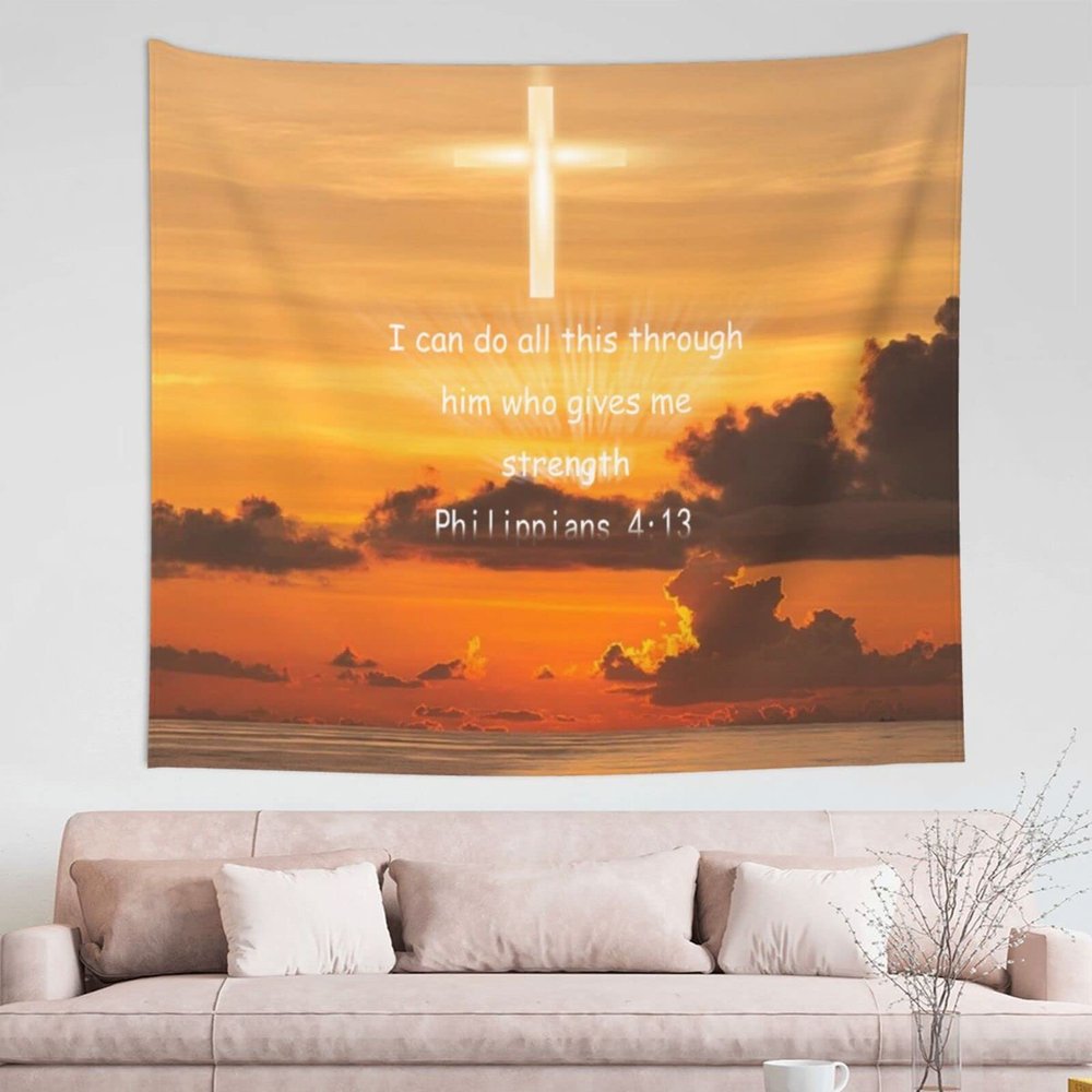 ASYG Bible Verse Wall Hanging - Large Jesus Christian Tapestry (51inx60in)