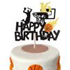 1 Pack Cheers to 16 Years Sweet 16 Cake Topper Glitter Hello 16 Cake Pick Sxiteen Years Old Birthday Cake Decoration for 16th Birthday Basketball Sports Party Supplies Black view 1