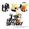 1 Pack Cheers to 16 Years Sweet 16 Cake Topper Glitter Hello 16 Cake Pick Sxiteen Years Old Birthday Cake Decoration for 16th Birthday Basketball Sports Party Supplies Black view 3