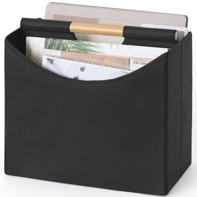 Neateam Magazine Holders, Foldable Magazine File Holder with Handle Magazine Rack Floor, Newspaper Magazine Storage, Book Bins File Folder for Home Office (Black)