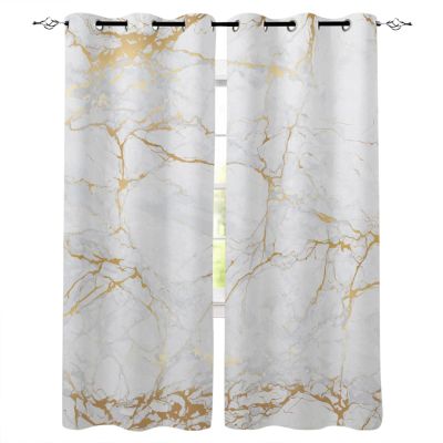 2 Panels Marble Gold Pattern Window Curtains Living Room Kitchen Modern Home Decor Bedroom Treatment Drapes Blackout Curtains WxH/2x89x104inch Window Treatment Set