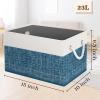 StorageTastic Storage Bin,Collapsible Storage Basket For Organizing,Large Storage Boxes With Rope Handles,Storage Containers,White & Blue,3 Pack view 2