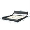AnwickmakKing Size Faux Leather Low Profile Upholstered Platform Bed Frame with Curved Headboard, Wave-Like Design, Wood Slat Support, No Box Spring Needed, Easy Assembly (White Black) view 2