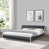 AnwickmakKing Size Faux Leather Low Profile Upholstered Platform Bed Frame with Curved Headboard, Wave-Like Design, Wood Slat Support, No Box Spring Needed, Easy Assembly (White Black) view 3