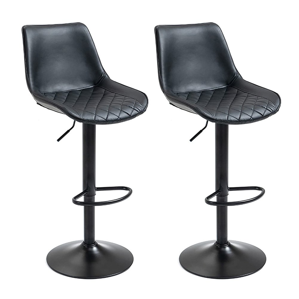 KAMPCO Set of 2 Adjustable Bar Stools Swivel Bar Chairs Pub Kitchen Island Stool, Counter Height Bar Stool with Back