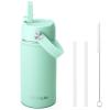 Fimibuke Kids Insulated Water Bottle, 14oz BPA FREE 18/8 Stainless Steel Travel Tumbler Double Wall Vacuum Leak Proof Kids Cup with Straw Metal Water Bottle for School Boys Girls(1 Pack, Mint) view 1