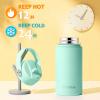 Fimibuke Kids Insulated Water Bottle, 14oz BPA FREE 18/8 Stainless Steel Travel Tumbler Double Wall Vacuum Leak Proof Kids Cup with Straw Metal Water Bottle for School Boys Girls(1 Pack, Mint) view 3