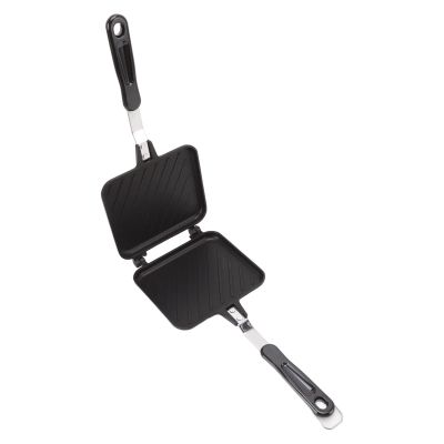 Hot Butty Maker, Grilled Cheese Non Stick Pan, Twill Detachable Nonstick Double Side Heating Aluminum Flip Pan with Handle, for Indoor Outdoor Home Kitchen Breakfast Frying Waffle