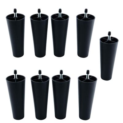 Greaton, 5 Square Plastic Legs, Great and Sturdy Replacement for Sofas, Chairs and Tables, Set of 9