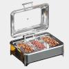 Aprilhp Chafing Dish Buffet Set, Food Warmer Buffet Server with Electronic Temperature Control and Visual Hydraulic Cover, Buffet Sever and Warmer Detachable for Catering Hotel Parties (Size:3 Grid) view 1
