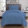 1Pcs Pinch Pleated Comforter Premium Super Soft 400 GSM All Season Pintuck 1000 Thread Count 100% Egyptian Cotton Oversized Super King Size (120" x 98") Inch - Medium Blue Pinch view 4