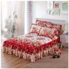 OTBK 3-Pieces Ruffle Bed Skirt Queen Floral Quilted Bedspread Set with 2 Pillow Shams Wrap Around Easy Fit Design (Color : A, Size : 150x200cm) view 1