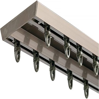 Ceiling Curtain Track, Sliding Door Ceiling Mount Double Curtain Track, Champagne White Aluminum Alloy Room Divider Curtain Rod, for Indoor Balcony/Living Room/Bedroom, with Screw Kit ( Color : Champa