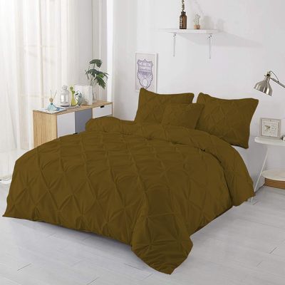 1Pcs Pinch Pleated Comforter Premium Super Soft 400 GSM All Season Pintuck 1000 Thread Count 100% Egyptian Cotton King/Cal King Size (94" x 104") Inch - Taupe Pinch