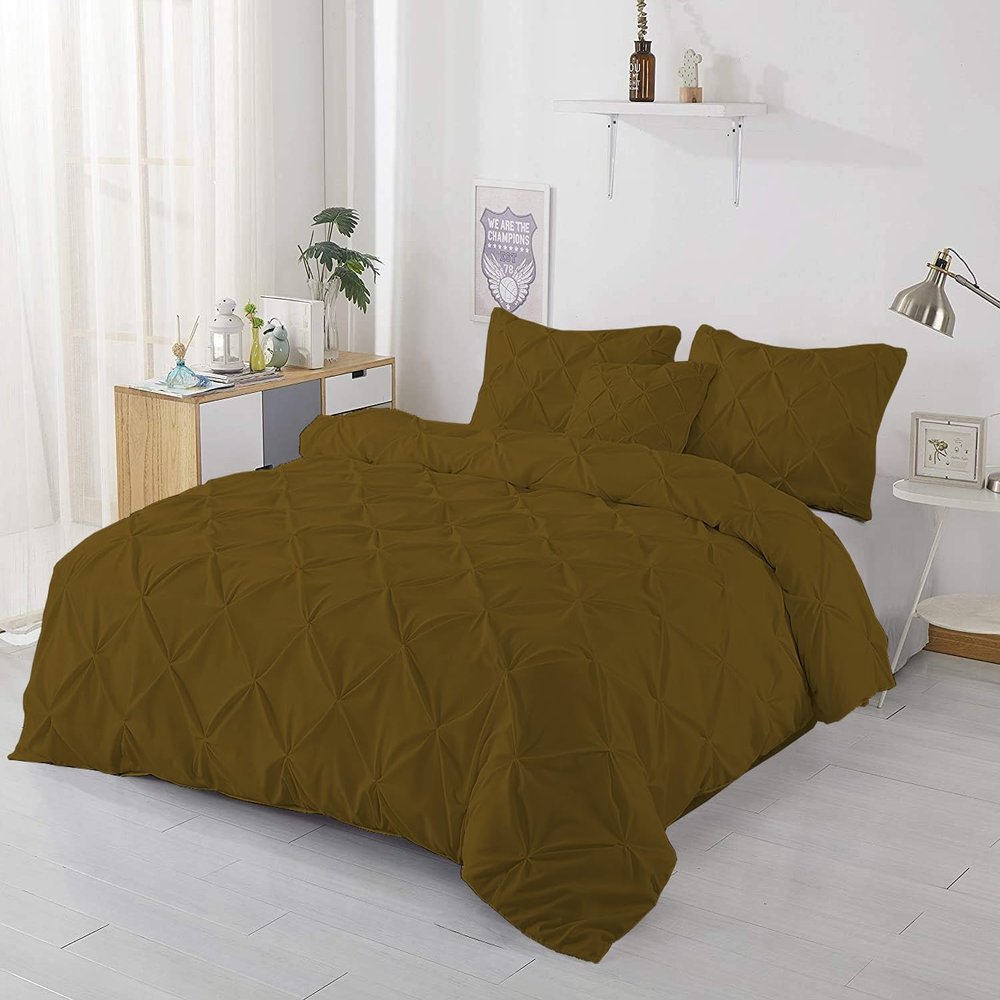 1Pcs Pinch Pleated Comforter Premium Super Soft 400 GSM All Season Pintuck 1000 Thread Count 100% Egyptian Cotton King/Cal King Size (94" x 104") Inch - Taupe Pinch
