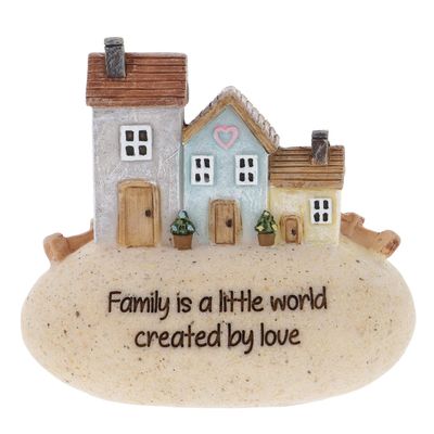 Shudehill Giftware Pebble Lane Cottage Collection, Sentiment Message, Perfect House warming gift or Present (Family is a little world created by love)