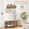 Homode Rustic Brown Wall Mount Coat Rack with Shelf and 5 Tri Hooks, Wood Coat Hangers for Hanging Hat, Towel, Purse, Jacket view 2