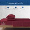 4-Piece Sheet Set King Size, Sleep Better Than Ever with These Ultra-Soft & Cooling, Certified 1200-TC Egyptian Cotton Best Sheets fits up to 22-24" Deep Pocket (Stripe, Burgundy) view 3