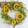 Factory Direct Craft Artificial Sunflower Fern and Thistle Wreath Summer Decor and Centerpiece Display (18" Dia) view 1