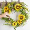 Factory Direct Craft Artificial Sunflower Fern and Thistle Wreath Summer Decor and Centerpiece Display (18" Dia) view 3