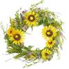 Factory Direct Craft Artificial Sunflower Fern and Thistle Wreath Summer Decor and Centerpiece Display (18" Dia) view 4