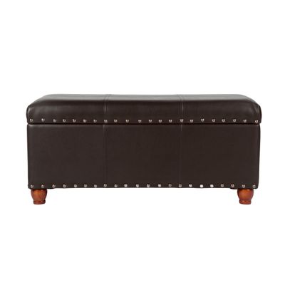 HomePop Faux Leather Cocktail Storage Bench, Brown