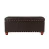 HomePop Faux Leather Cocktail Storage Bench, Brown view 1